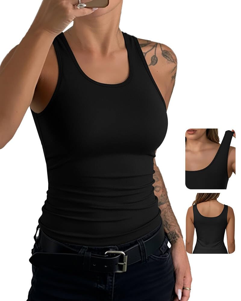 CHICME Womens Seamless Shapewear Camisole Tummy Control Tank Top for Women Slimming Body Shaper Vest Comfortable Invisible Undershirt for Daily Wear