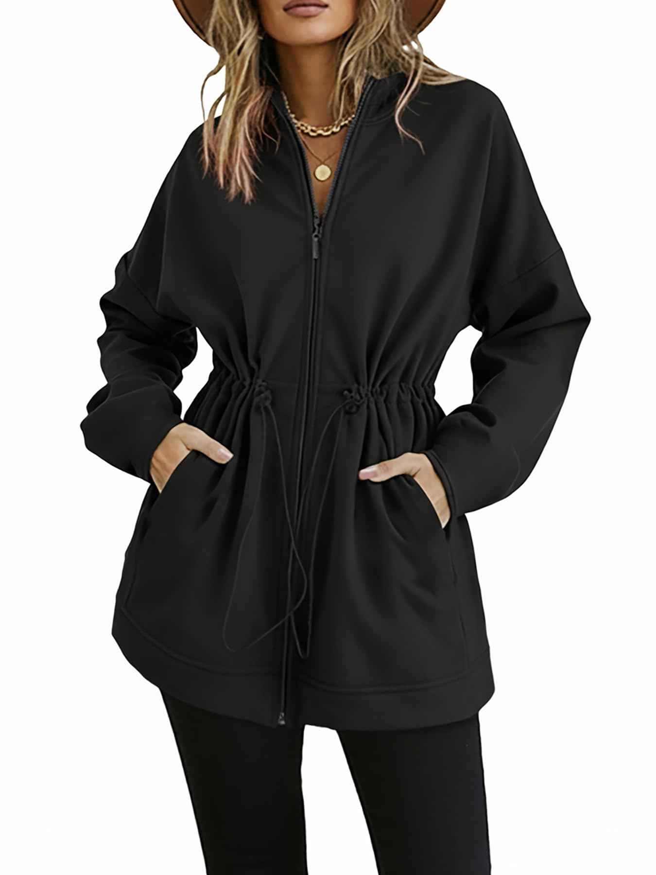 CHICME Womens Zip Up Hoodie Long Sleeve Sweatshirt Fall Fashion Casual Jackets Winter Clothes