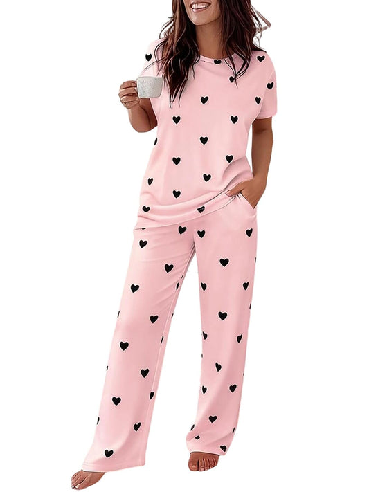 Womens Pajamas Sets 2 Piece Short Sleeve Lounge Set