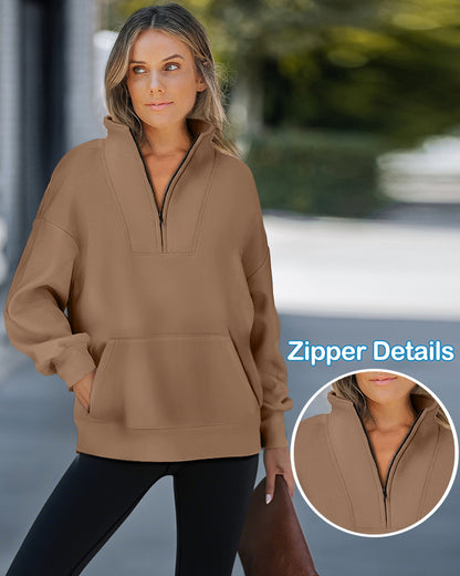 Emmy_chiz21 Women's Oversized Sweatshirts Half Zipper Long Sleeve Pullover Tops