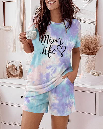 CHICME Pajamas Set for Women 2 Piece Pjs Lounge Set Soft Short Sleeve Tops and Sleep Shorts with Pocket