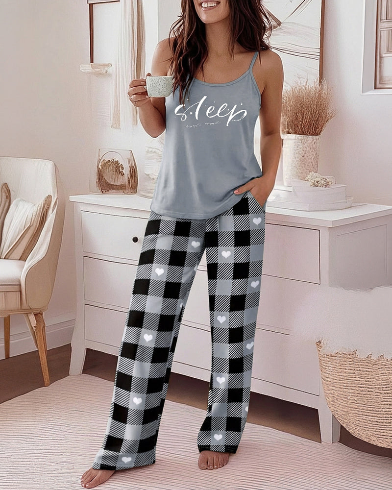 CHICME Womens Pajamas Set 2 Piece Adjustable Strap Tank Pj Set