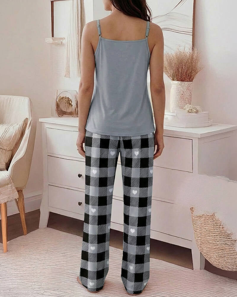CHICME Womens Pajamas Set 2 Piece Adjustable Strap Tank Pj Set