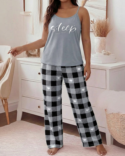 CHICME Womens Pajamas Set 2 Piece Adjustable Strap Tank Pj Set