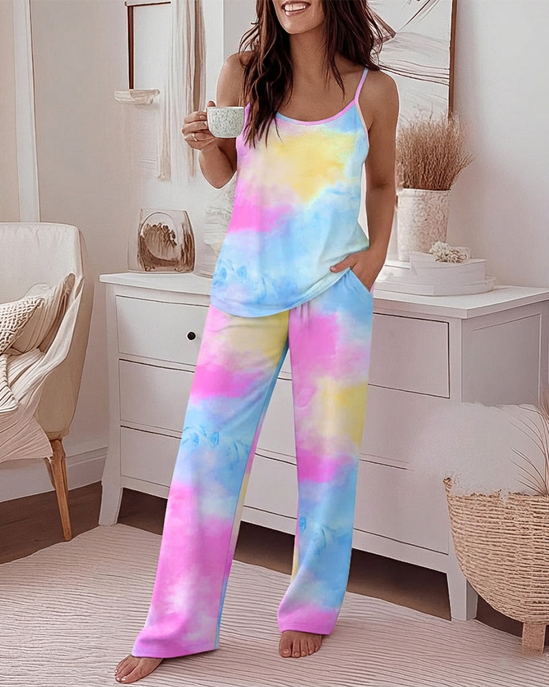 CHICME Womens Pajamas Set 2 Piece Adjustable Strap Tank Pj Set