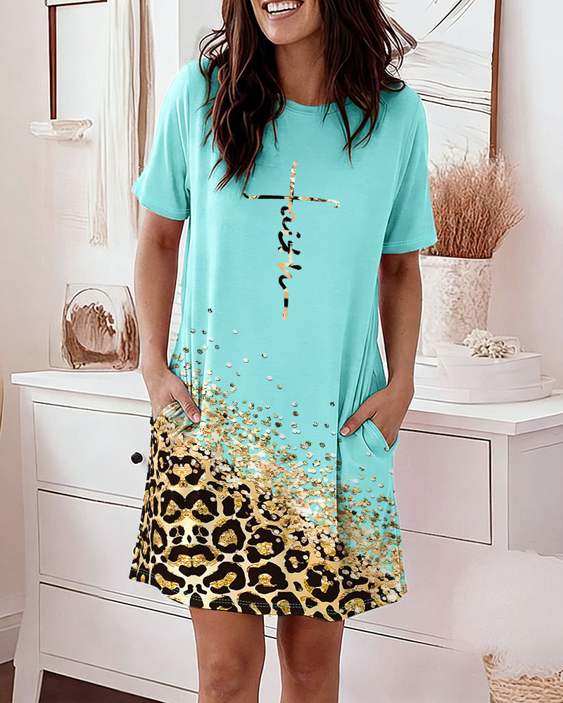 CHICME Nightgowns for Women Short Sleeve Sleep Shirts Casual Loose Printed Sleep Dress Soft Sleepwear with Pockets