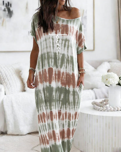 CHICME Long Nightgowns for Women Short Sleeve Pajama Nightgown Maxi House Dress with Pockets Sleepwear