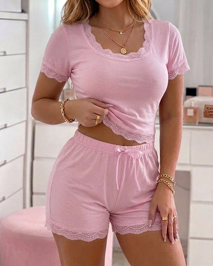 CHICME Summer Pajamas for Women 2 Piece Set Soft Ribbed Knit Sleepwear