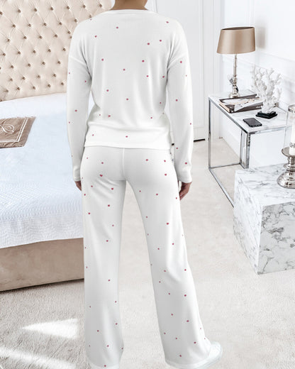 Katiechillll  Womens Pajamas Sets 2 Piece Long Sleeve Lounge Set Heart Print Loungewear