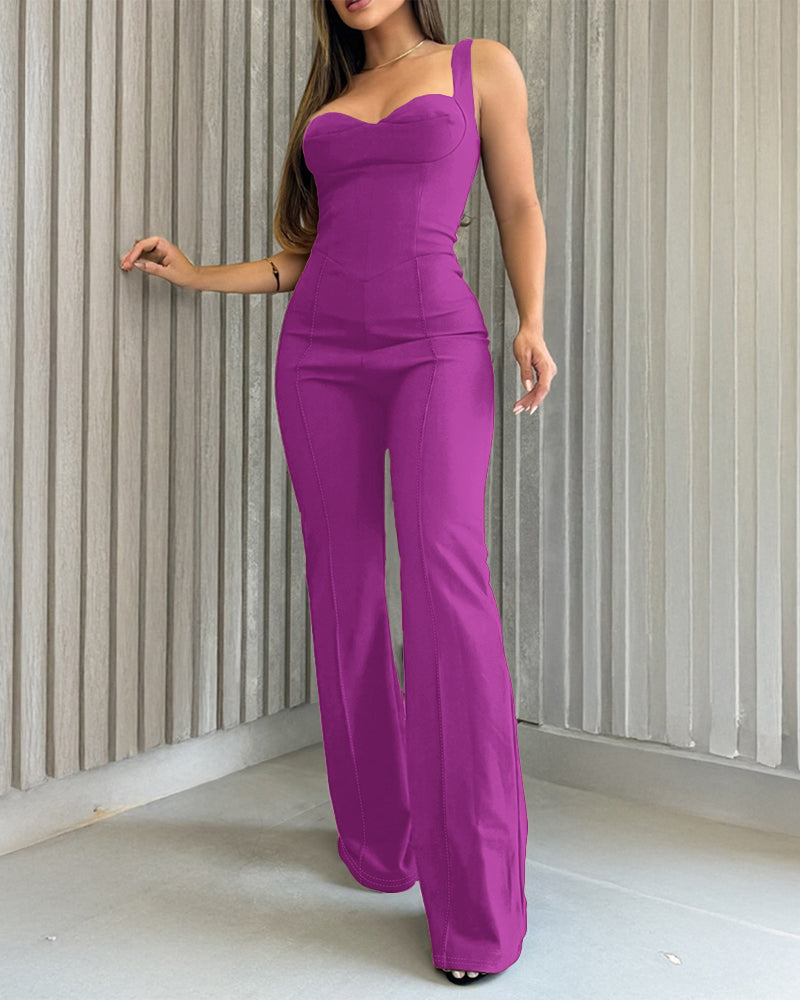 Leanneharris Women Dressy Bandeau Thick Strap Casual Jumpsuit