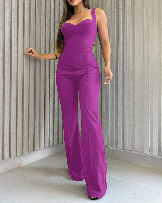 Leanneharris Women Dressy Bandeau Thick Strap Casual Jumpsuit