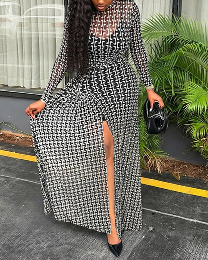 CHICME Womens Maxi Dresses 2 Piece Floral Mesh Set