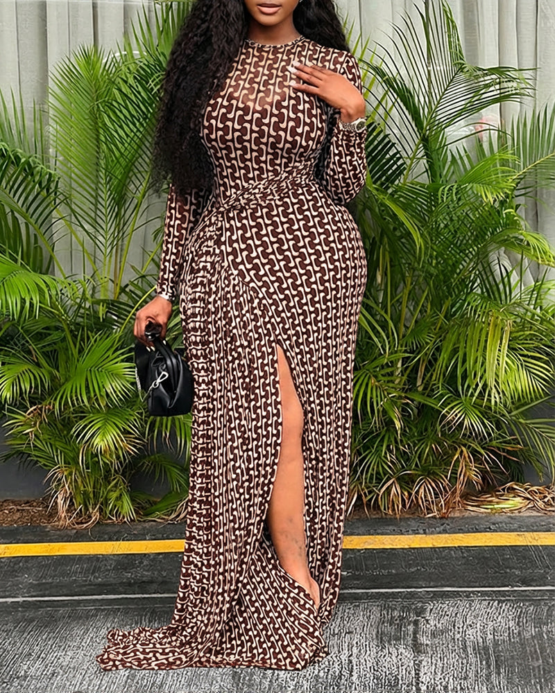 CHICME Womens Maxi Dresses 2 Piece Floral Mesh Set