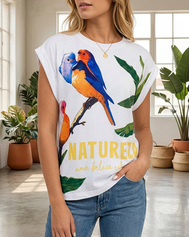 CHICME Womens Graphic Tees Summer Tops for Women Letter Print T Shirts
