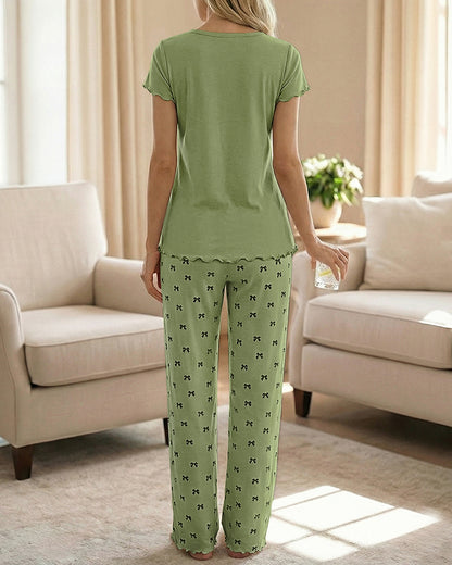 CHICME Womens Pajamas Sets 2 Piece Short Sleeve Lounge Set