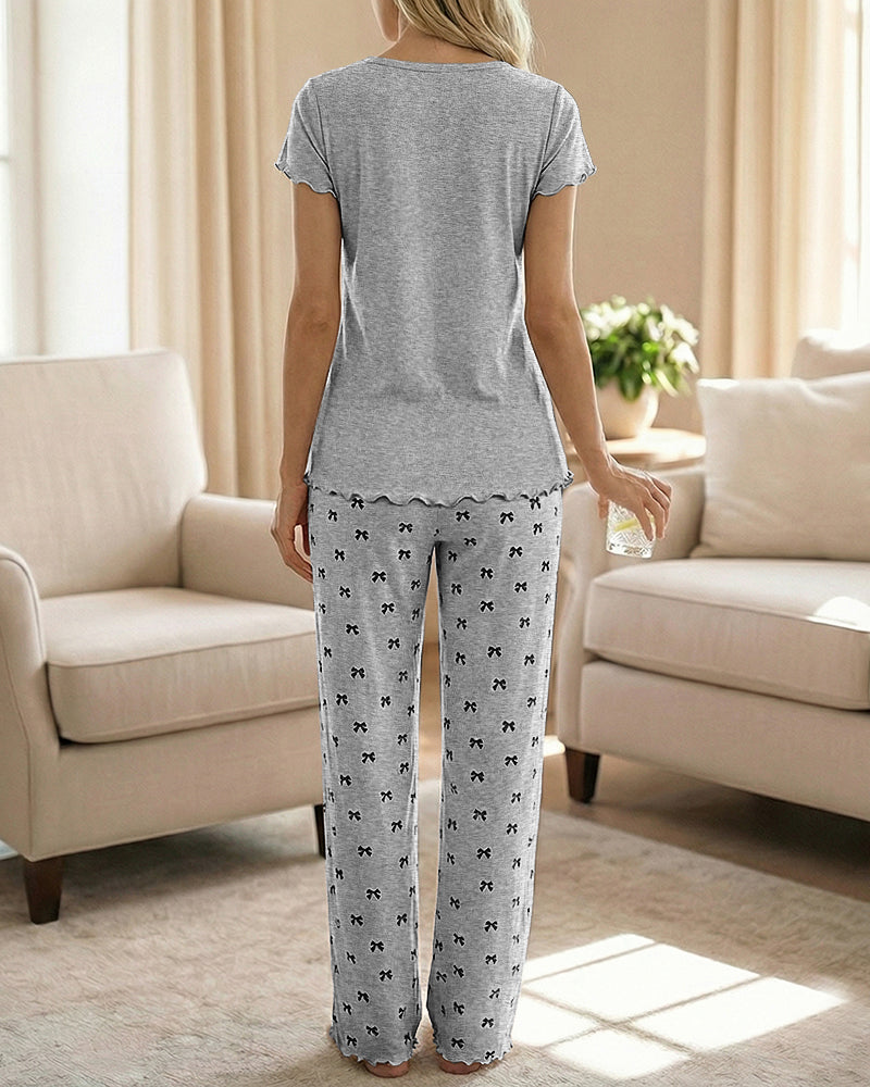 CHICME Womens Pajamas Sets 2 Piece Short Sleeve Lounge Set