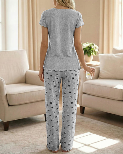 CHICME Womens Pajamas Sets 2 Piece Short Sleeve Lounge Set