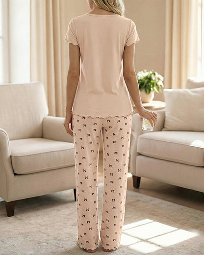 CHICME Womens Pajamas Sets 2 Piece Short Sleeve Lounge Set