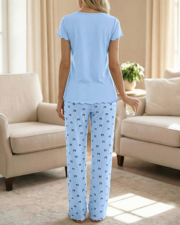 CHICME Womens Pajamas Sets 2 Piece Short Sleeve Lounge Set