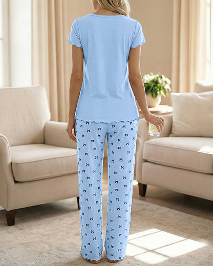 CHICME Womens Pajamas Sets 2 Piece Short Sleeve Lounge Set