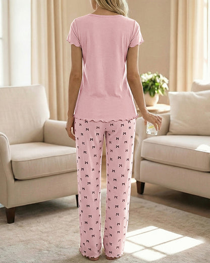 CHICME Womens Pajamas Sets 2 Piece Short Sleeve Lounge Set