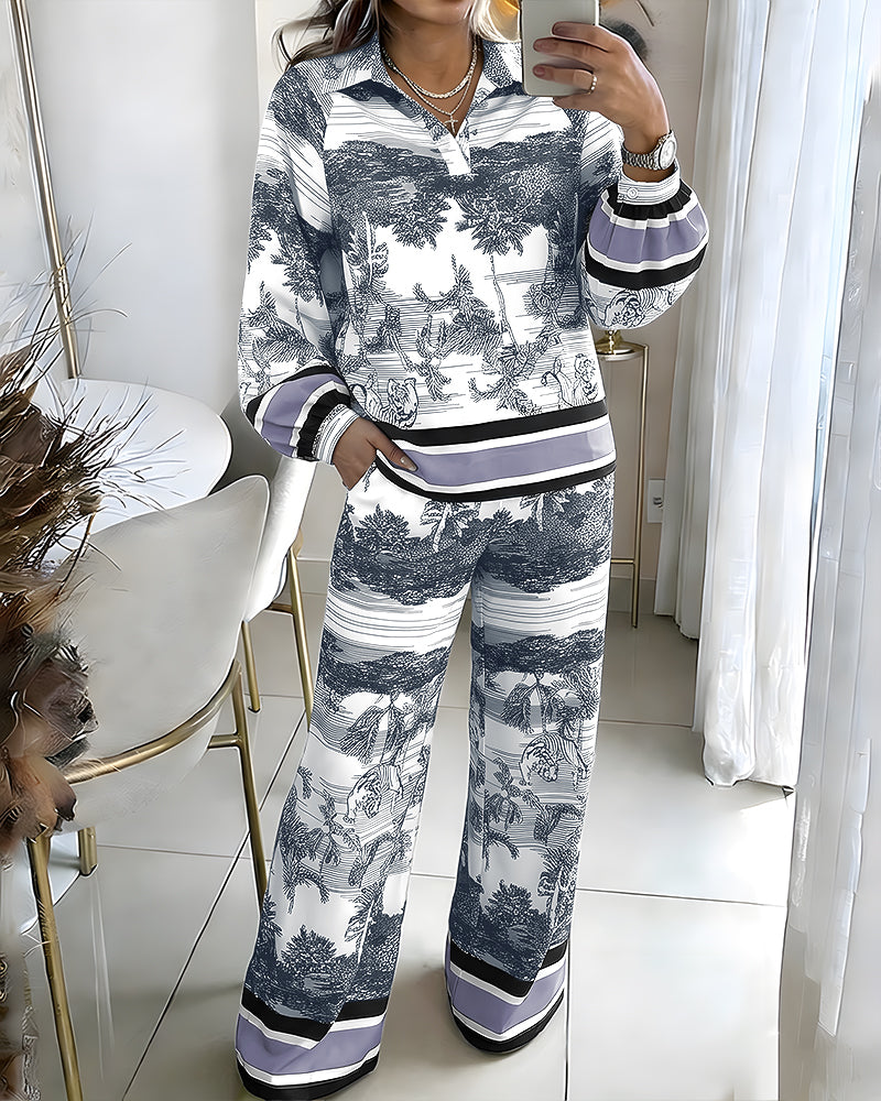 CHICME 2 Piece Sets for Women Tropical Tiger Print Summer Outfits