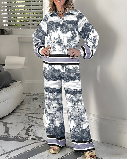 CHICME 2 Piece Sets for Women Tropical Tiger Print Summer Outfits