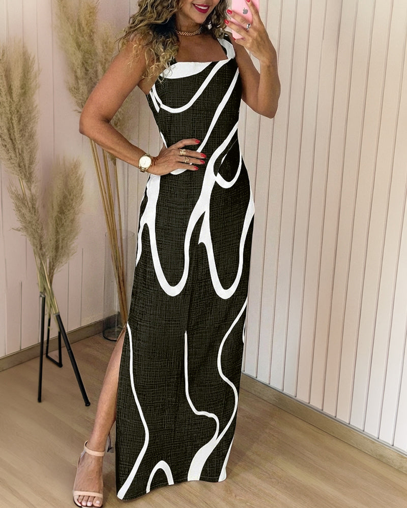 CHICME Summer Maxi Dress for Women Thick Strap Square Neck Beach Dresses