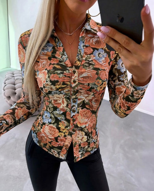 CHICME Sheer Mesh Button Down Shirt