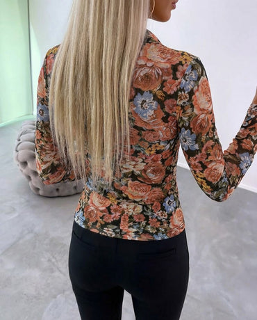 CHICME Sheer Mesh Button Down Shirt