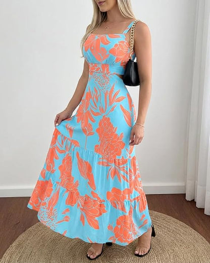 CHICME Womens Summer Dresses Cut Out Boho Maxi Sundress