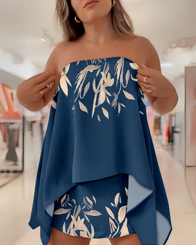 CHICME Women's 3 Piece Summer Outfits Off Shoulder Batwing Sleeve Tops with Bandeau and Skorts Sets