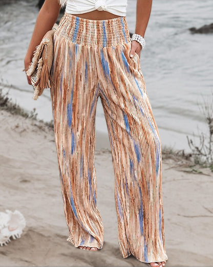 CHICME Womens Wide Leg Pants Boho High Waisted Pants