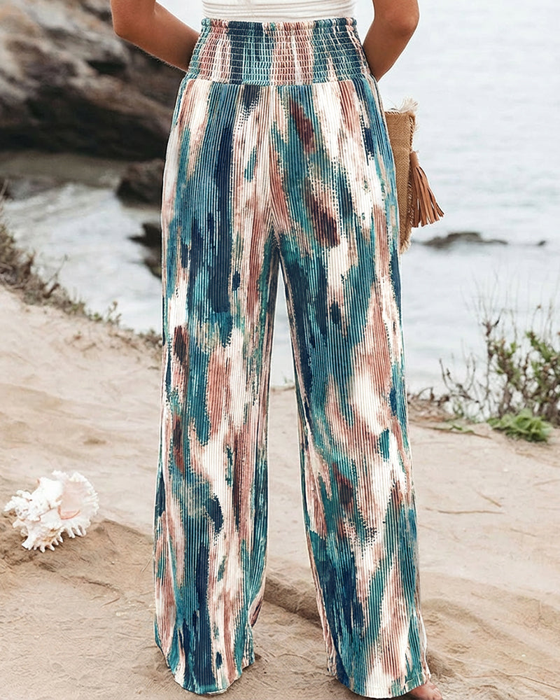 CHICME Womens Wide Leg Pants Boho High Waisted Pants