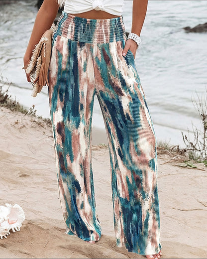 CHICME Womens Wide Leg Pants Boho High Waisted Pants