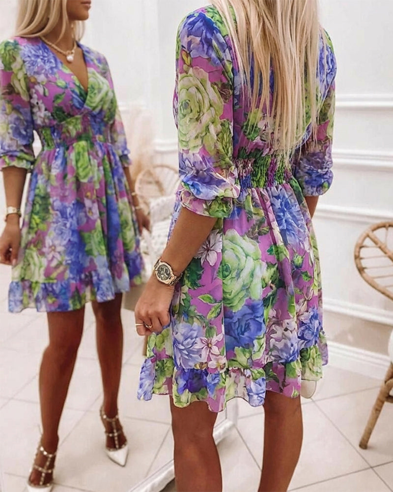 CHICME Women Floral Boho Wrap Dress