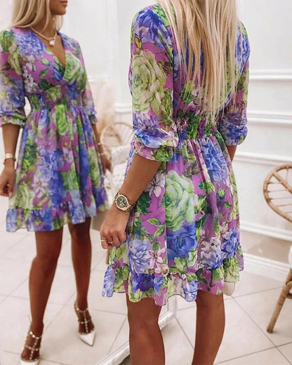 CHICME Women Floral Boho Wrap Dress