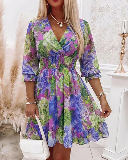 CHICME Women Floral Boho Wrap Dress