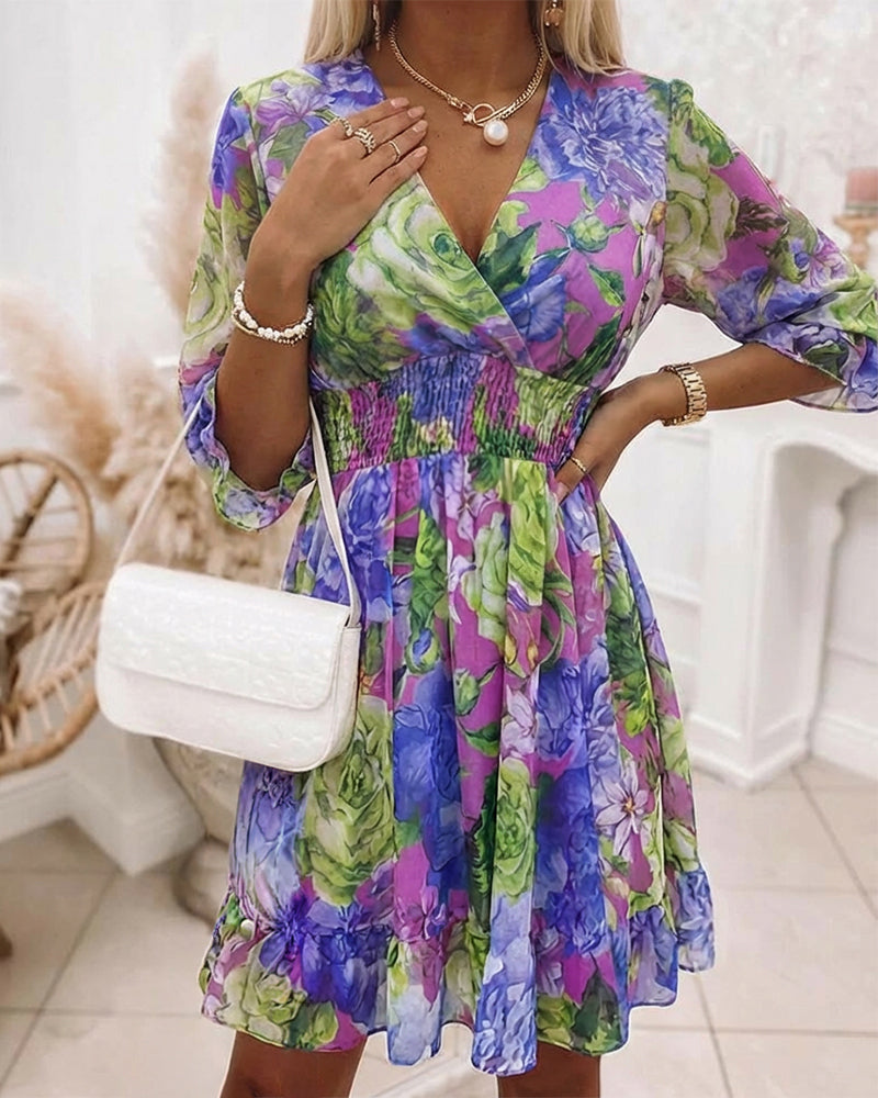 CHICME Women Floral Boho Wrap Dress