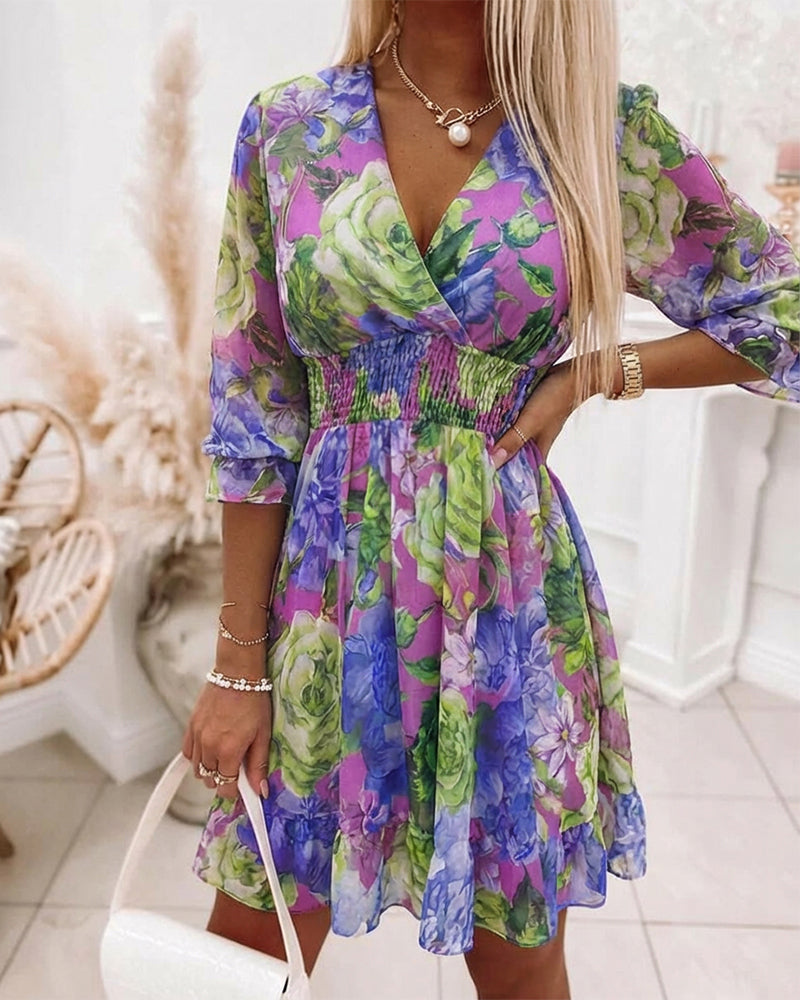 CHICME Women Floral Boho Wrap Dress